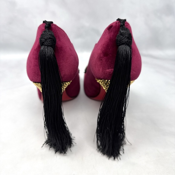 NEW Christian Louboutin Hot Chick Kiss Swarovski Crystal Velvet Pointed Toe Heel - Picture 8 of 16